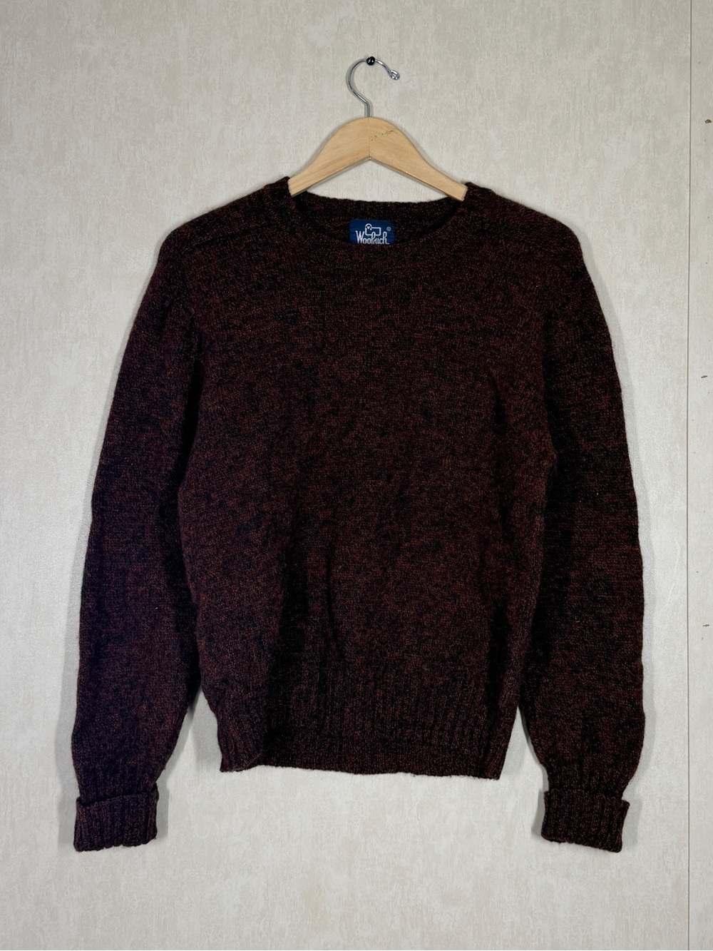 Woolrich Women’s Vintage 100% Wool Crewneck Knit Sweater Flecked Maroon M